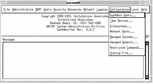 Figure 1. SysAdmin Configuration Menu