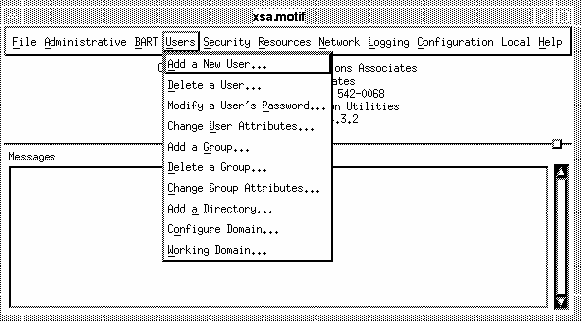 Figure 2. UNISOL SysAdmin Users Menu