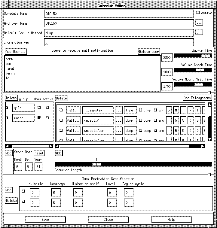 Figure 3. Schedule Editor Screen